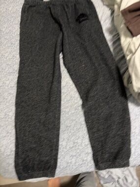 Roots Black and Gray Heather Sweatpants with Logo Tag